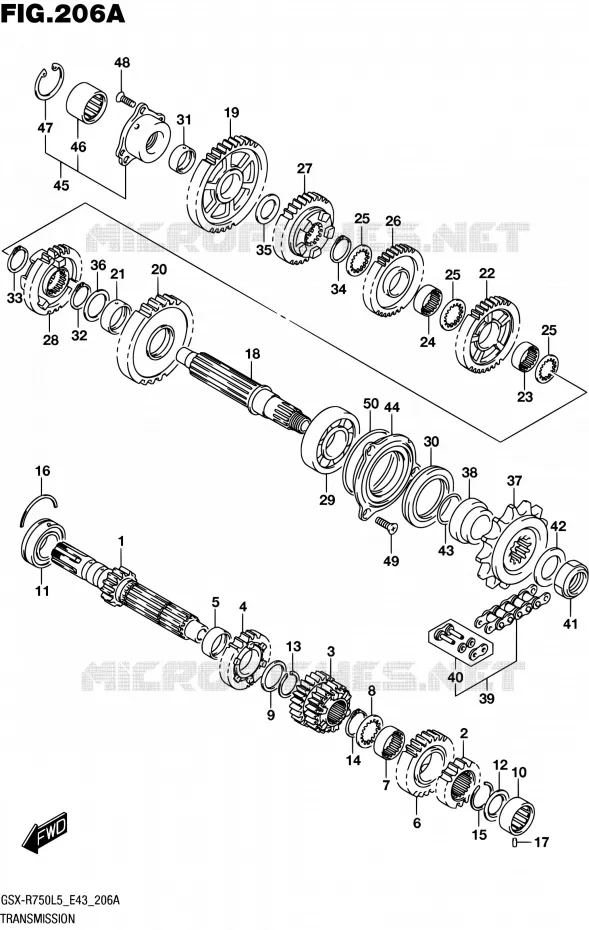 TRANSMISSION Suzuki MOTO 750 GSX-R 2015  GSX-R750 L5 (E43)