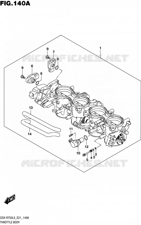 CORPS DE PAPILLON (GSX-R750L5 E21) Suzuki MOTO 750 GSX-R 2015  GSX-R750UF L5 (E21)