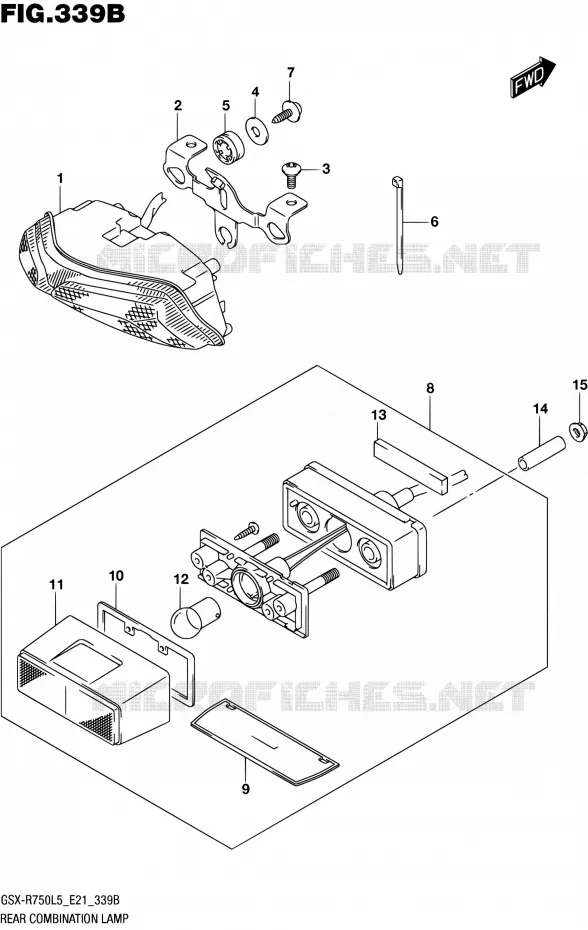 ENSEMBLE FEU ARRIERE (GSX-R750UFL5 E21) Suzuki MOTO 750 GSX-R 2015  GSX-R750UF L5 (E21)