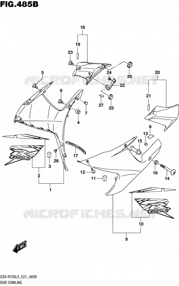 FLANCS DE CARENAGES (ASV,A19) Suzuki MOTO 750 GSX-R 2015  GSX-R750UF L5 (E21)