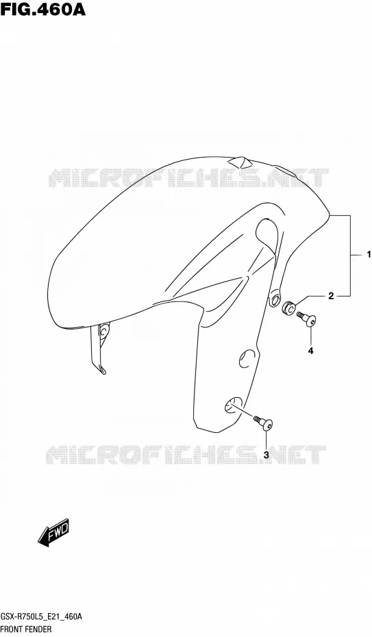 GARDE BOUE AVANT (GSX-R750L5 E21) Suzuki MOTO 750 GSX-R 2015  GSX-R750UF L5 (E21)