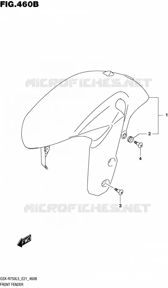 GARDE BOUE AVANT (GSX-R750UFL5 E21) Suzuki MOTO 750 GSX-R 2015  GSX-R750UF L5 (E21)