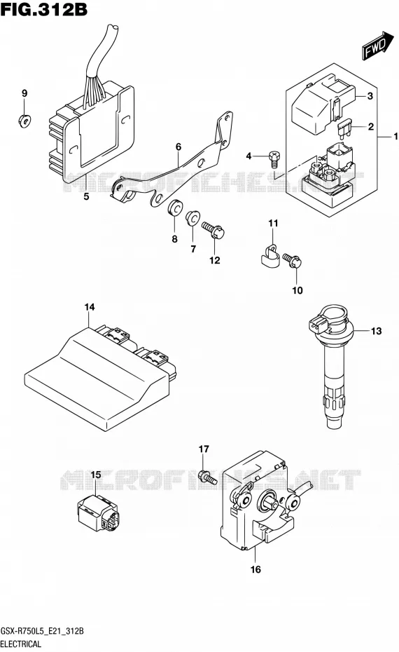PARTIE ELECTRIQUE (GSX-R750UFL5 E21) Suzuki MOTO 750 GSX-R 2015  GSX-R750UF L5 (E21)