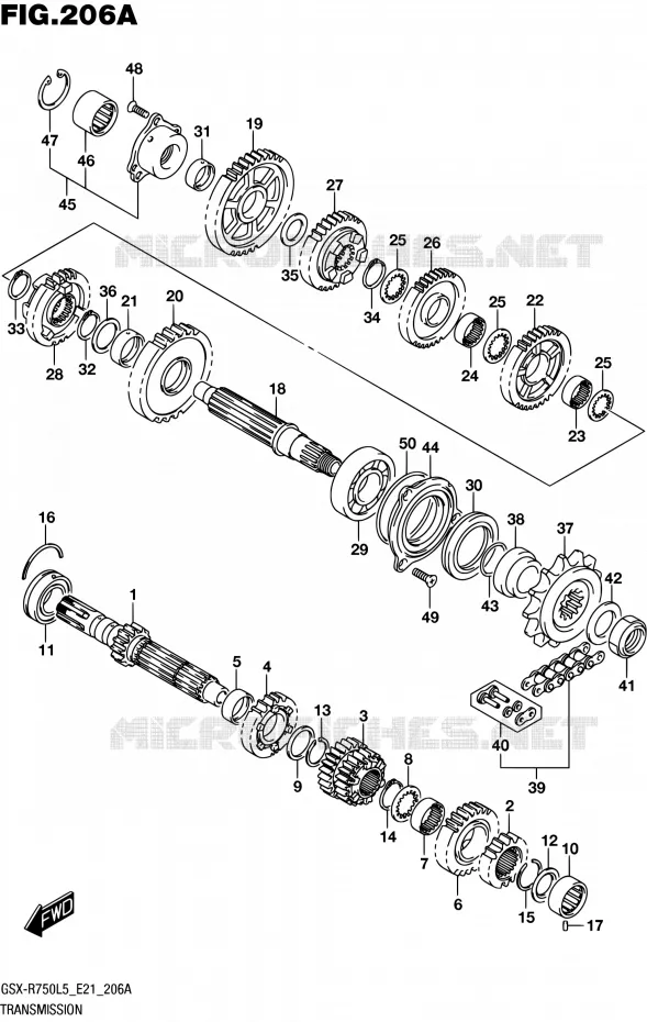 TRANSMISSION Suzuki MOTO 750 GSX-R 2015  GSX-R750UF L5 (E21)