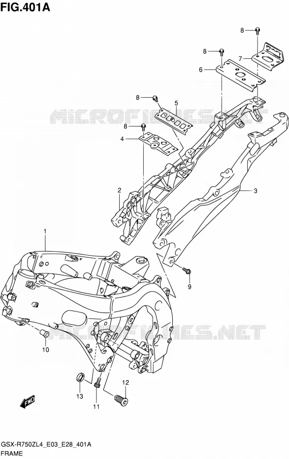 CADRE Suzuki MOTO 750 GSX-R 2014  GSX-R750Z L4 (E03,E28,E33)