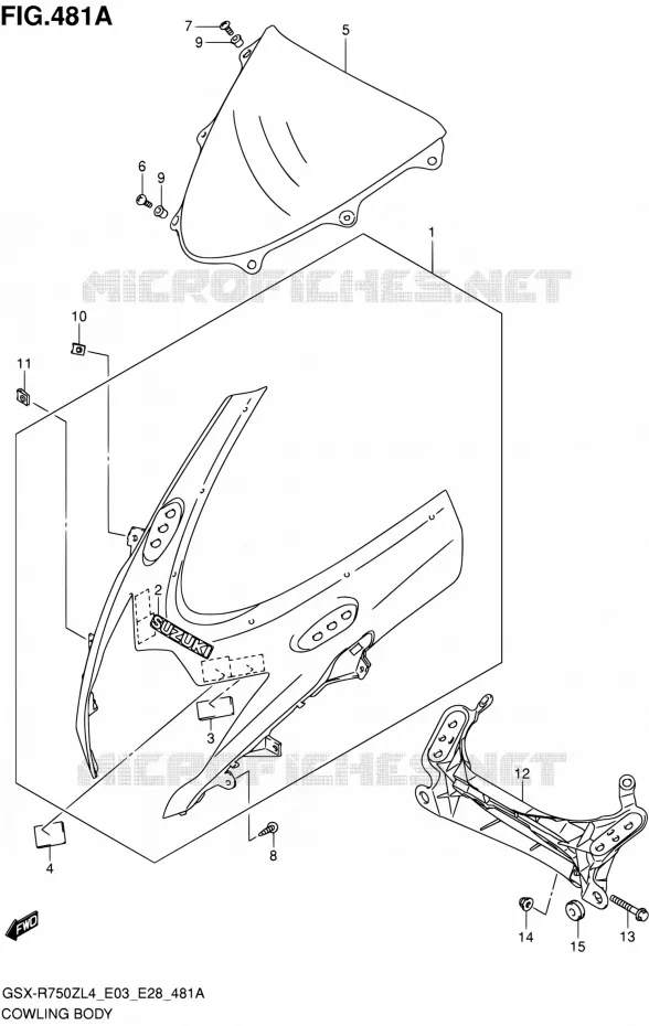 CARENAGES - ETIQUETTES Suzuki MOTO 750 GSX-R 2014  GSX-R750Z L4 (E03,E28,E33)