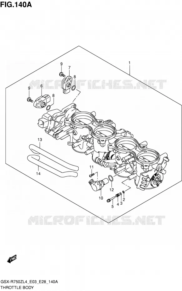 CORPS DE PAPILLON (GSX-R750ZL4 E03) Suzuki MOTO 750 GSX-R 2014  GSX-R750Z L4 (E03,E28,E33)