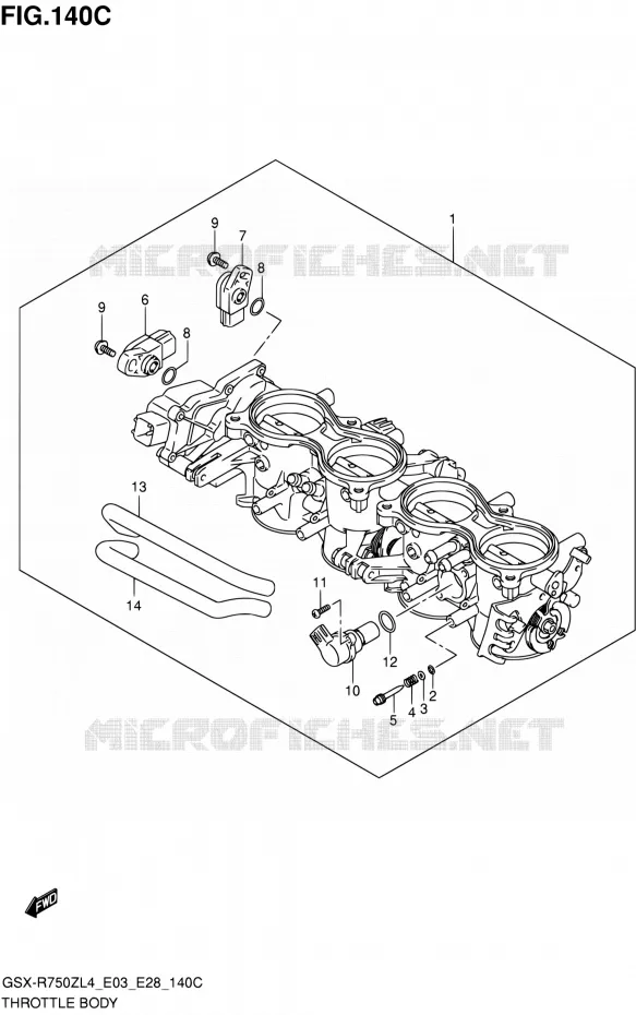 CORPS DE PAPILLON (GSX-R750ZL4 E33) Suzuki MOTO 750 GSX-R 2014  GSX-R750Z L4 (E03,E28,E33)