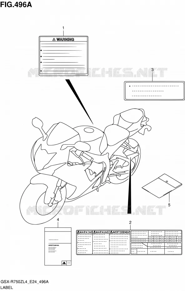 ETIQUETTE Suzuki MOTO 750 GSX-R 2014  GSX-R750Z L4 (E24)