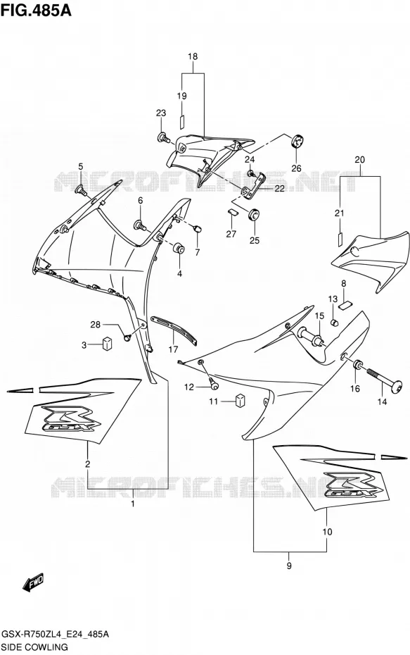 FLANCS DE CARENAGES Suzuki MOTO 750 GSX-R 2014  GSX-R750Z L4 (E24)