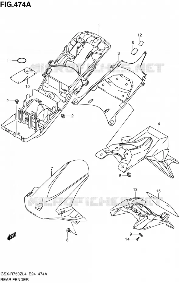 GARDE BOUE ARRIERE Suzuki MOTO 750 GSX-R 2014  GSX-R750Z L4 (E24)