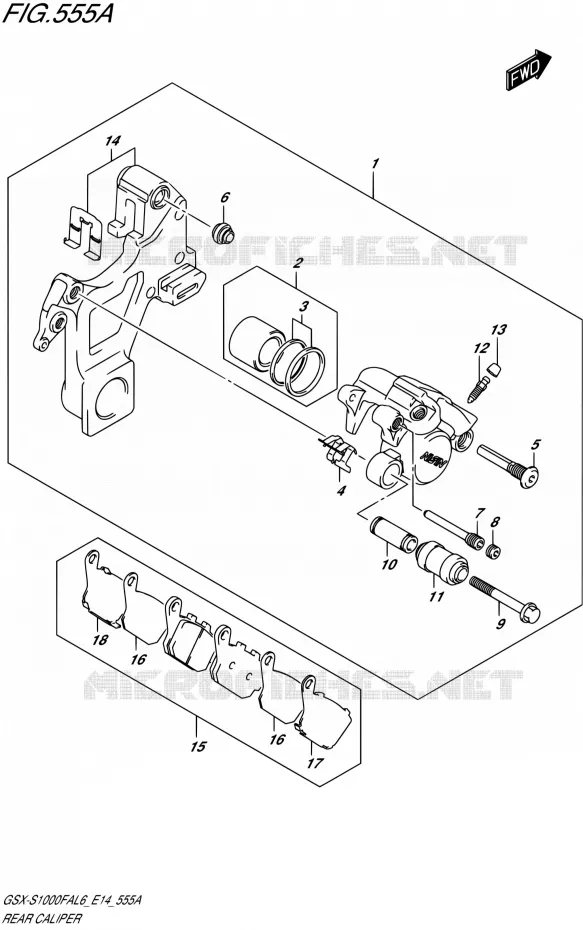 ETRIER DE FREIN ARRIERE Suzuki MOTO 1000 GSX-S 2016  GSX-S1000FA L6 (E14)