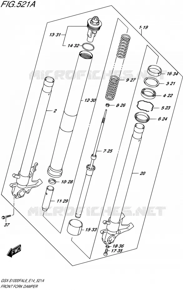 FOURCHE Suzuki MOTO 1000 GSX-S 2016  GSX-S1000FA L6 (E14)