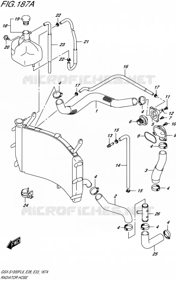 DURITE DE RADIATEUR Suzuki MOTO 1000 GSX-S 2016  GSX-S1000FA L6 (E28 E33)