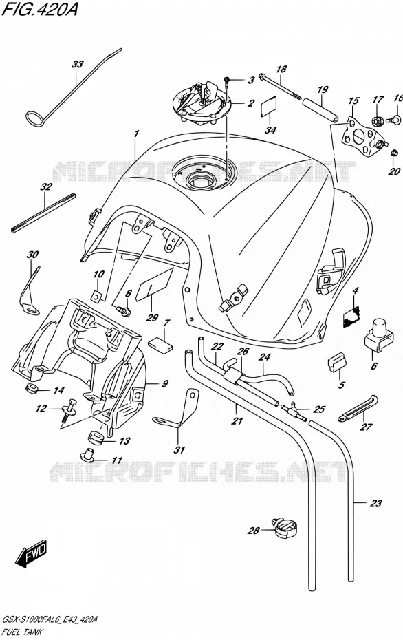 RESERVOIR D'ESSENCE Suzuki MOTO 1000 GSX-S 2016  GSX-S1000FA L6 (E43)