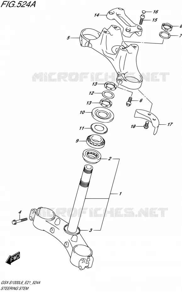 COLONNE DE DIRECTION Suzuki MOTO 1000 GSX-S 2016  GSX-S1000UF L6 (E21)