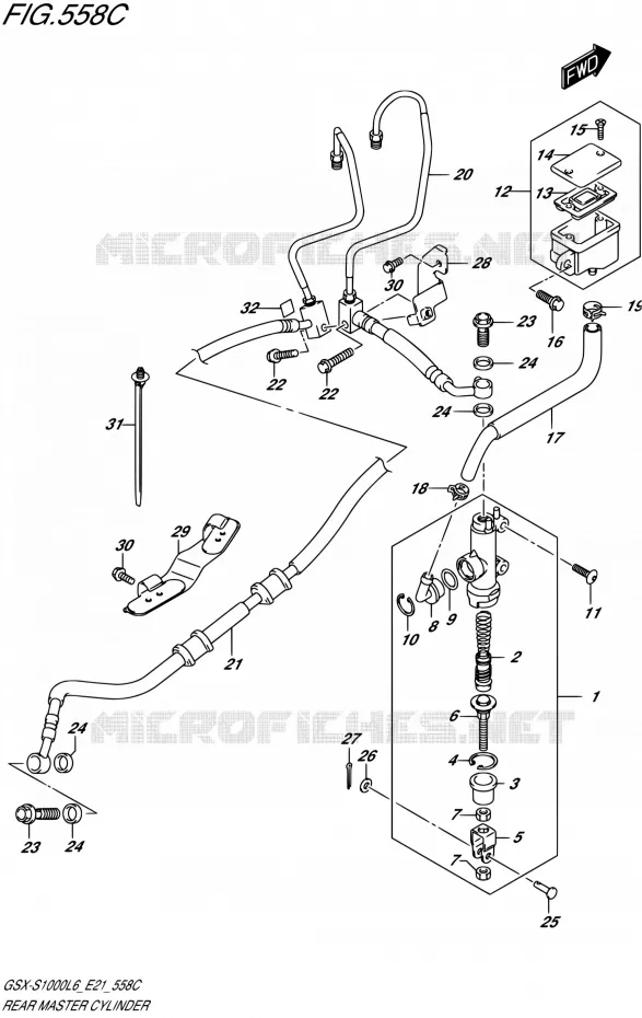 MAITRE CYLINDRE ARRIERE (GSX-S1000AL6 E21) Suzuki MOTO 1000 GSX-S 2016  GSX-S1000UF L6 (E21)