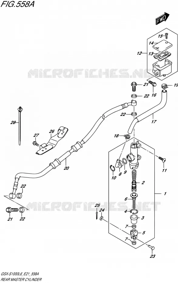 MAITRE CYLINDRE ARRIERE (GSX-S1000L6 E21) Suzuki MOTO 1000 GSX-S 2015  GSX-S1000UF L6 (E21)