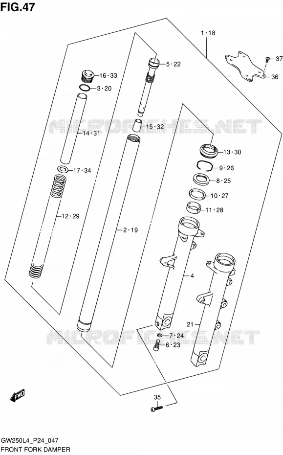 FOURCHE Suzuki MOTO 250 INAZUMA 2014  GW250 L4 (P24)