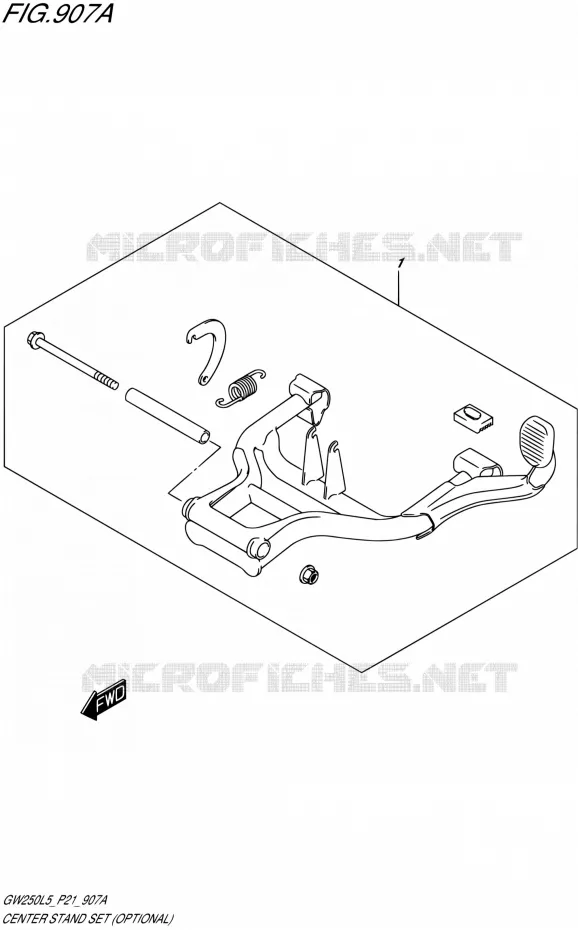 ENSEMBLE BEQUILLE CENTRALE (OPTIONAL) Suzuki MOTO 250 INAZUMA 2015  GW250 L5 (P21)