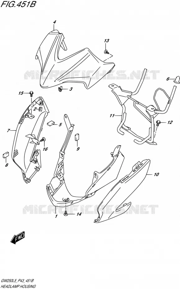 BOL DE PHARE (GW250ZL5 P43) Suzuki MOTO 250 INAZUMA 2015  GW250 L5 (P43)