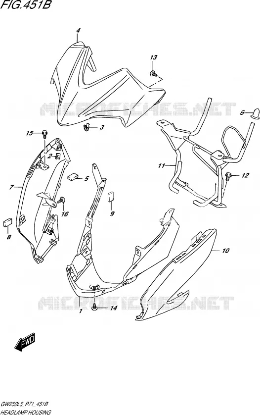 ENSEMBLE BEQUILLE CENTRALE (OPTIONAL) Suzuki MOTO 250 INAZUMA 2015  GW250 L5 (P71)