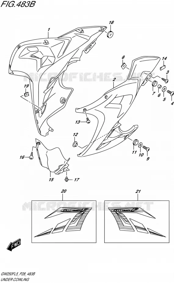 CARENAGES INFERIEUR (FLANCS) (FOR AGQ) Suzuki MOTO 250 INAZUMA 2015  GW250F L5 (P28)