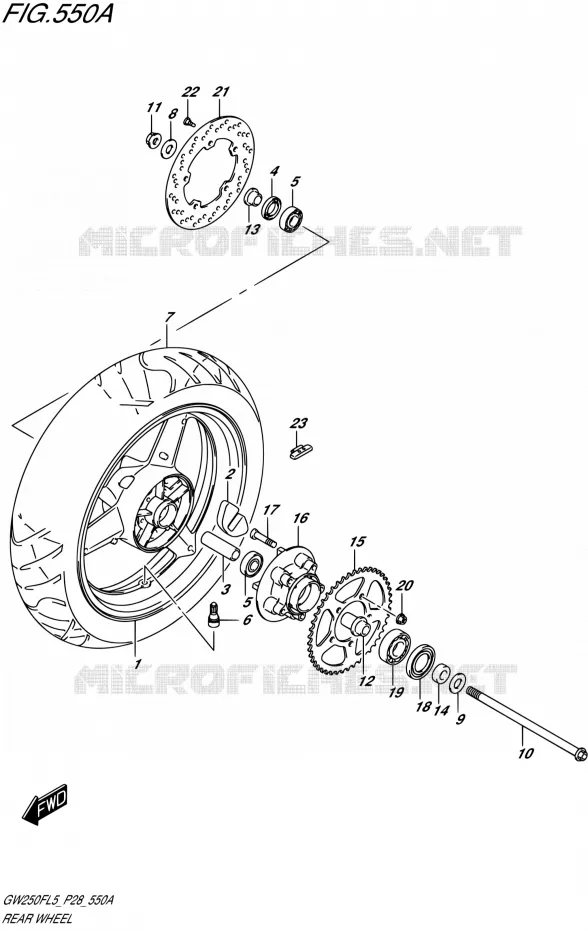 ROUE ARRIERE Suzuki MOTO 250 INAZUMA 2015  GW250F L5 (P28)