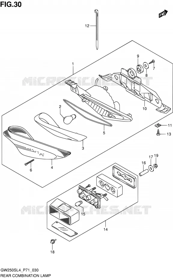 ENSEMBLE FEU ARRIERE Suzuki MOTO 250 INAZUMA 2014  GW250S L4 (P71)