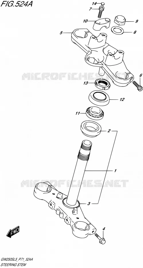 COLONNE DE DIRECTION Suzuki MOTO 250 INAZUMA 2015  GW250S L5 (P71)