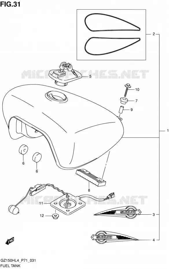 RESERVOIR D'ESSENCE Suzuki MOTO 150 GZ 2014  GZ150H L4 (P71)