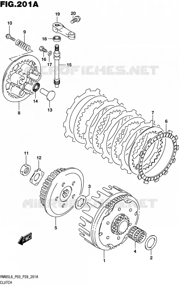 EMBRAYAGE Suzuki MOTO 85 RM 2016  RM85 L6 (P03,P28)