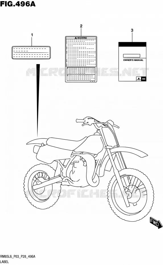 ETIQUETTE (RM85L6 P03) Suzuki MOTO 85 RM 2016  RM85 L6 (P03,P28)