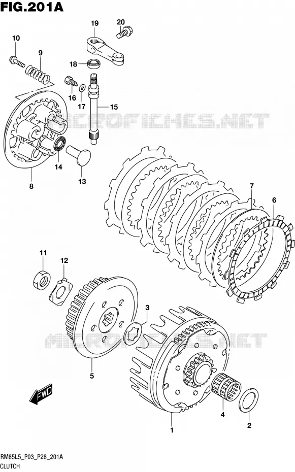 EMBRAYAGE Suzuki MOTO 85 RM 2015  RM85L L5 (P03,P28,P33)