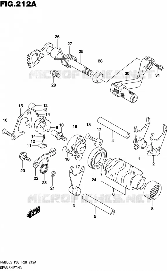 ENSEMBLE SELECTEUR DE VITESSES Suzuki MOTO 85 RM 2015  RM85L L5 (P03,P28,P33)