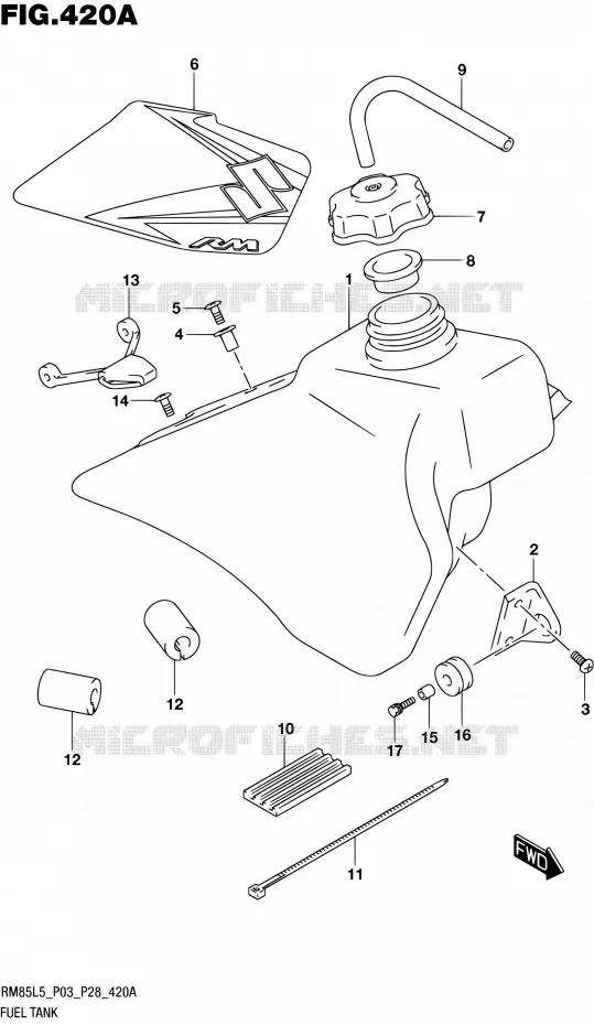 RESERVOIR D'ESSENCE Suzuki MOTO 85 RM 2015  RM85L L5 (P03,P28,P33)