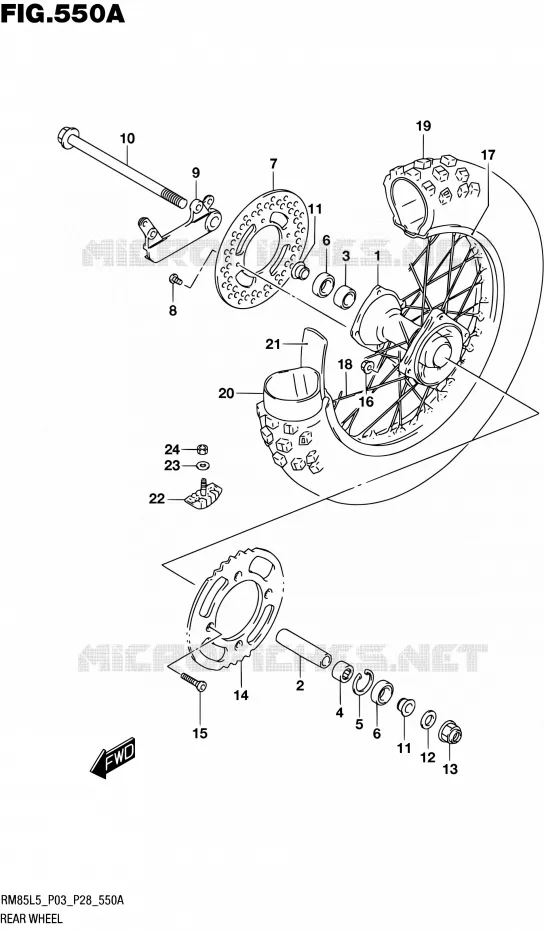 ROUE ARRIERE (RM85L5 P03) Suzuki MOTO 85 RM 2015  RM85L L5 (P03,P28,P33)