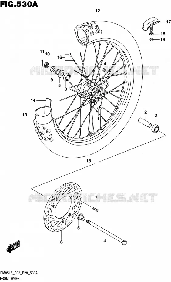 ROUE AVANT (RM85L5 P03) Suzuki MOTO 85 RM 2015  RM85L L5 (P03,P28,P33)