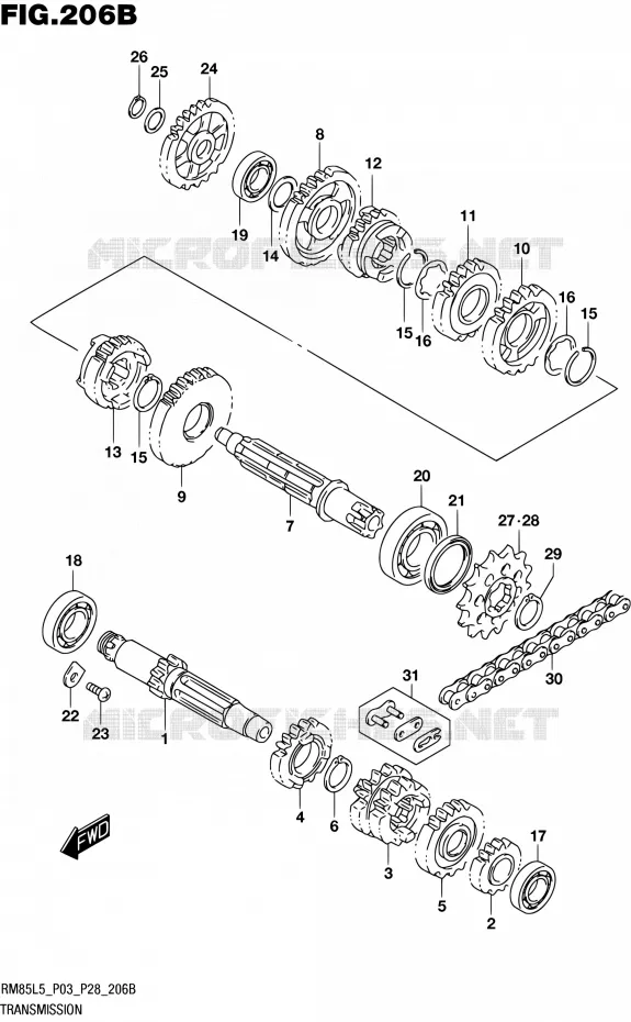 TRANSMISSION (RM85L5 P28) Suzuki MOTO 85 RM 2015  RM85L L5 (P03,P28,P33)