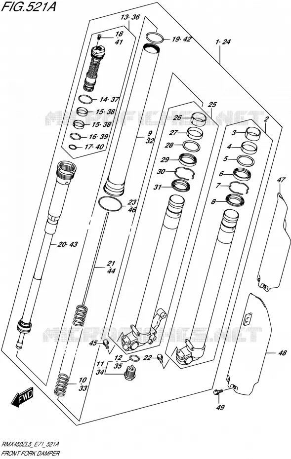 FOURCHE Suzuki MOTO 450 RMX 2015  RMX450Z L5 (E71)