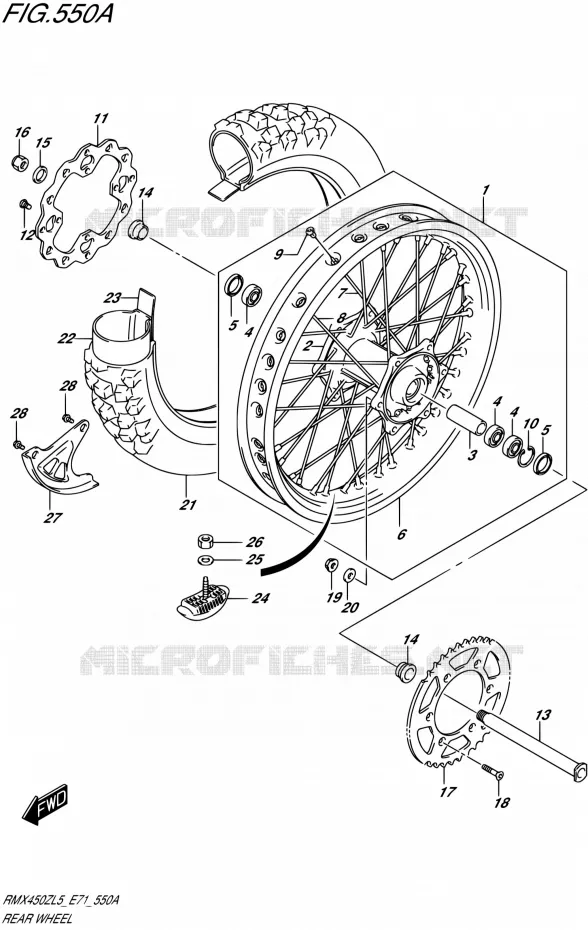 ROUE ARRIERE Suzuki MOTO 450 RMX 2015  RMX450Z L5 (E71)
