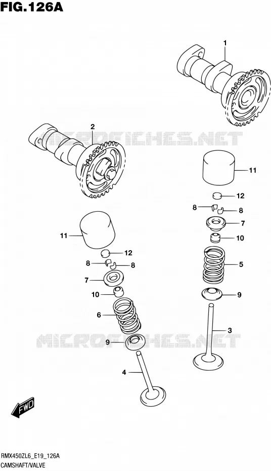 ARBRE A CAMES - VALVE Suzuki MOTO 450 RMX 2016  RMX450Z L6 (E19)