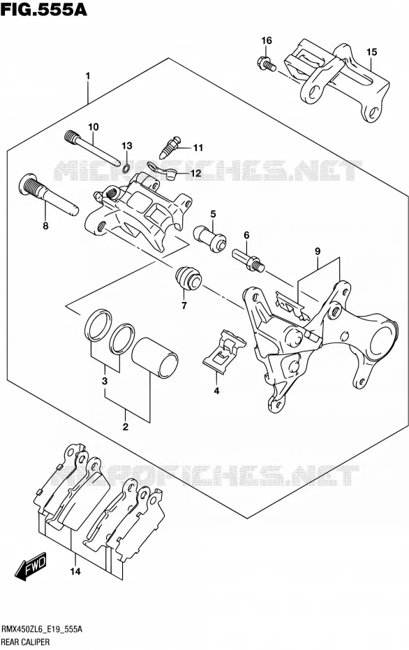 ETRIER DE FREIN ARRIERE Suzuki MOTO 450 RMX 2016  RMX450Z L6 (E19)