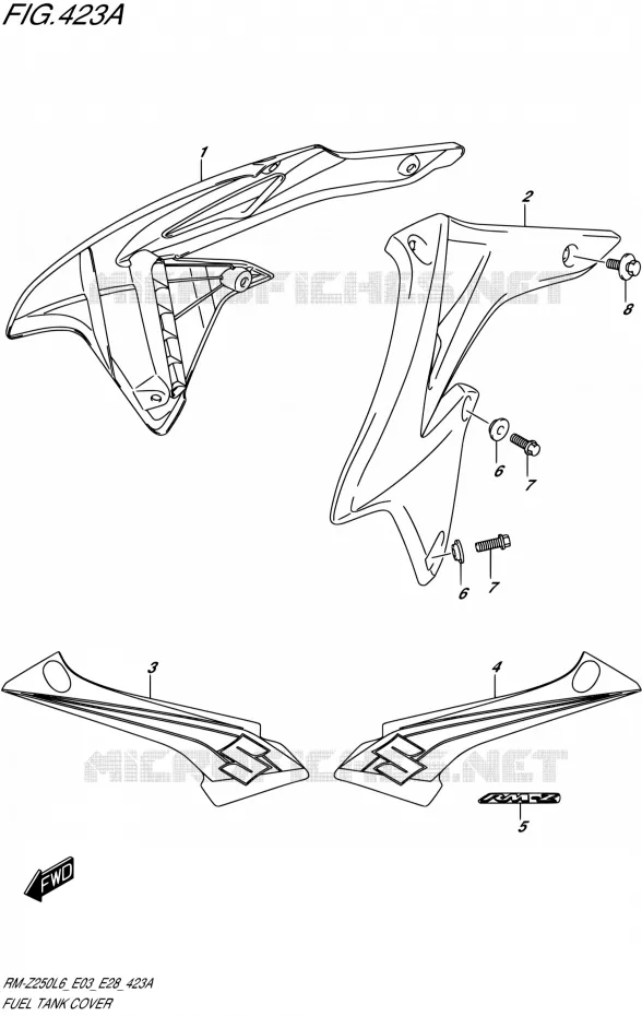 RESERVOIR D'ESSENCE - COUVERCLES Suzuki MOTO 250 RM-Z 2016  RM-Z250 L6 (E03,E28,E33)