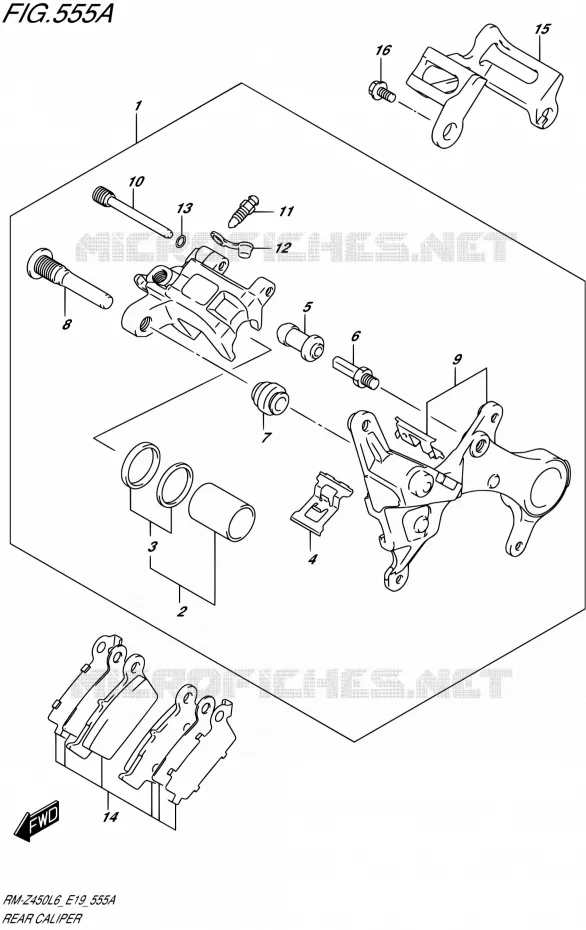 ETRIER DE FREIN ARRIERE Suzuki MOTO 450 RM-Z 2015  RM-Z450 L6 (E19)