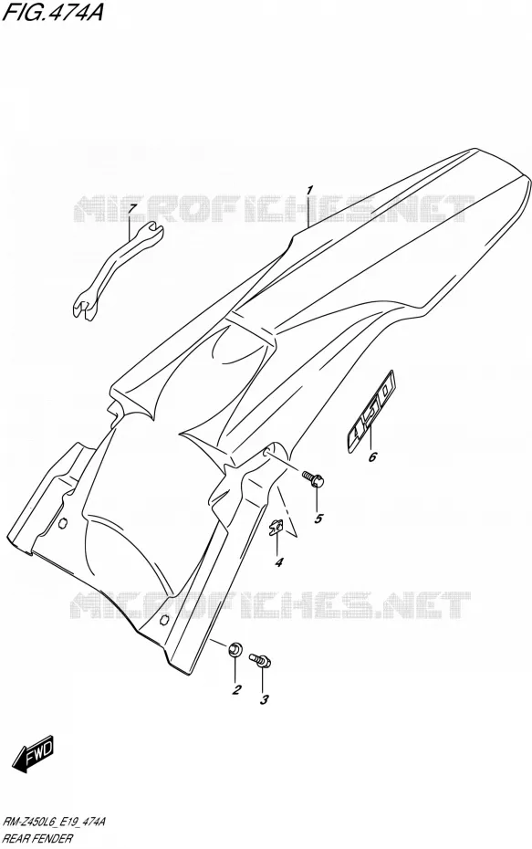 GARDE BOUE ARRIERE Suzuki MOTO 450 RM-Z 2015  RM-Z450 L6 (E19)