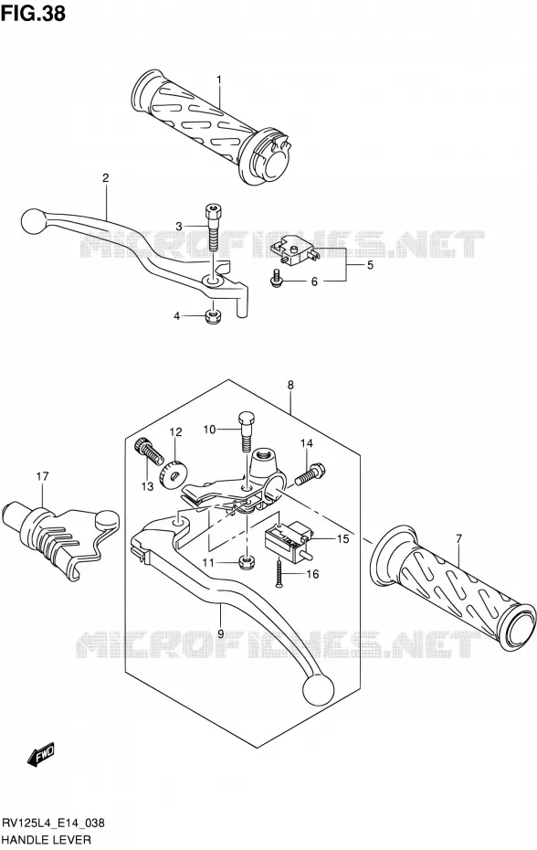 ENSEMBLE LEVIERS - POIGNEES Suzuki MOTO 125 VAN-VAN 2014  RV125 L4 (E14)