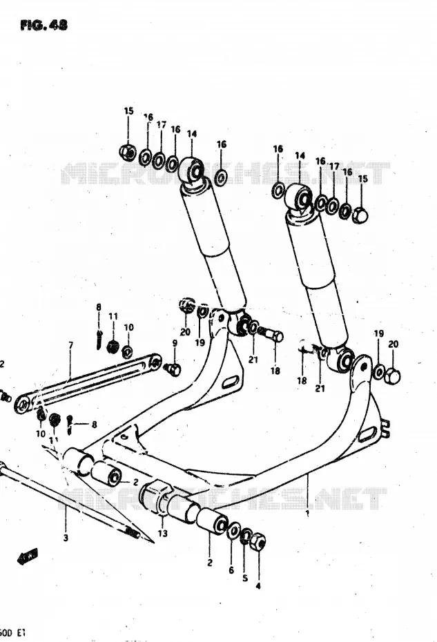 BRAS OSCILLANT ARRIERE Suzuki MOTO 50 VAN-VAN 1981  RV50 X