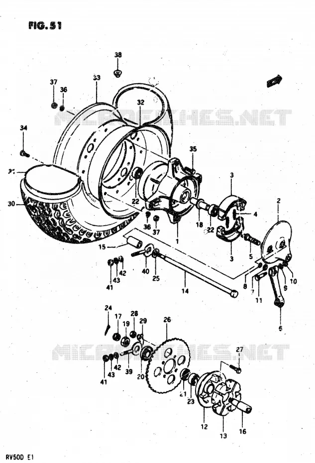 ROUE ARRIERE Suzuki MOTO 50 VAN-VAN 1981  RV50 X