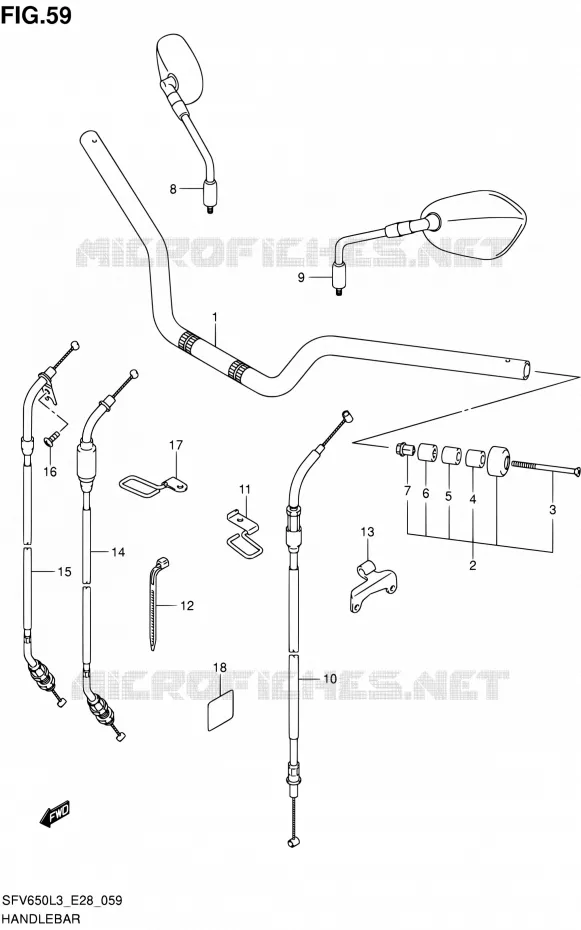 GUIDON (SFV650AL3 E28) Suzuki MOTO 650 GLADIUS 2013  SFV650 L3 (E28)